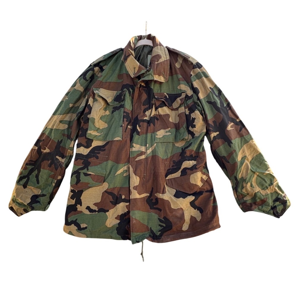 Golden Mfg M65 Field Coat Jacket Woodland Camo Mens Medium Long Cold US Military